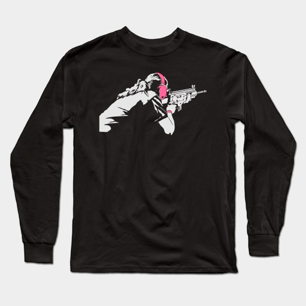 Shooting Girl - Gun Guns Weapons Weapon Gaming Gamer Girls Long Sleeve T-Shirt by Shirtbubble